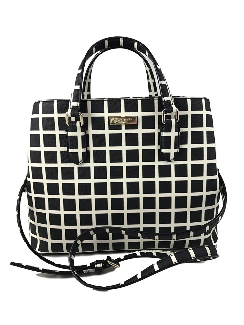 Kate Spade Laurel Way Evangelie Satchel Black Cream Windowpane